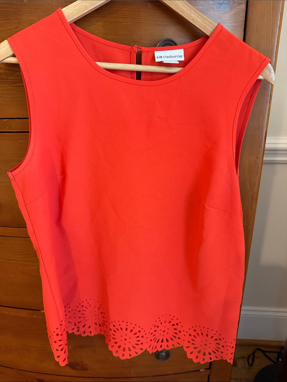 Liz Claiborne orange Sleeveless Tank with Laser-Cut Hem